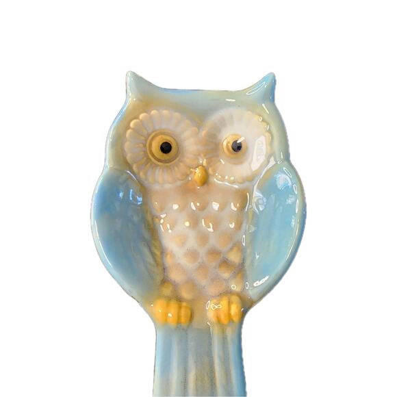 Vintage Ceramic Spoon Rest 10” Blue Owl Pottery Dishwasher Safe Kitchen Retro - Picture 3 of 6